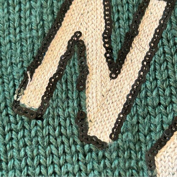 Wildfox Living Legend Distressed Green Sequin Sweater Small - Picture 9 of 9